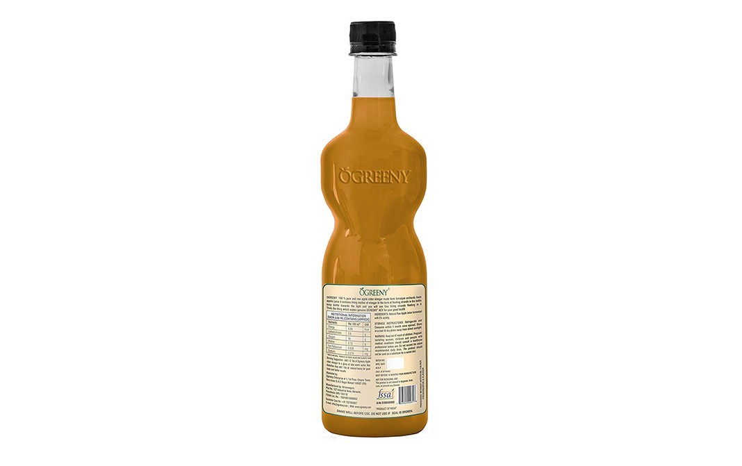 Ogreeny Apple Cider Vinegar (With The Mother   Bottle  750 millilitre